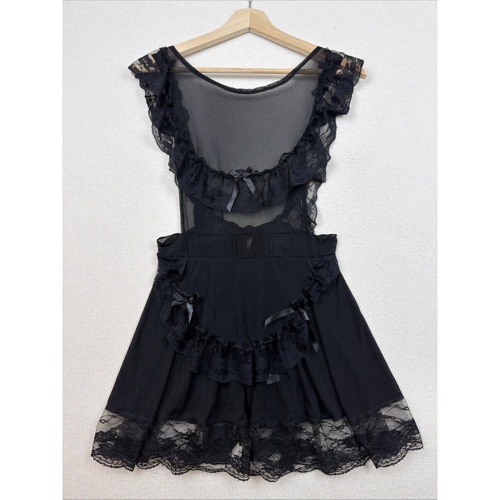 Lace Mesh Night Dress Ruffle Sheer Maid Outfit Sleepwear S/M Cosplay Sexy Casual